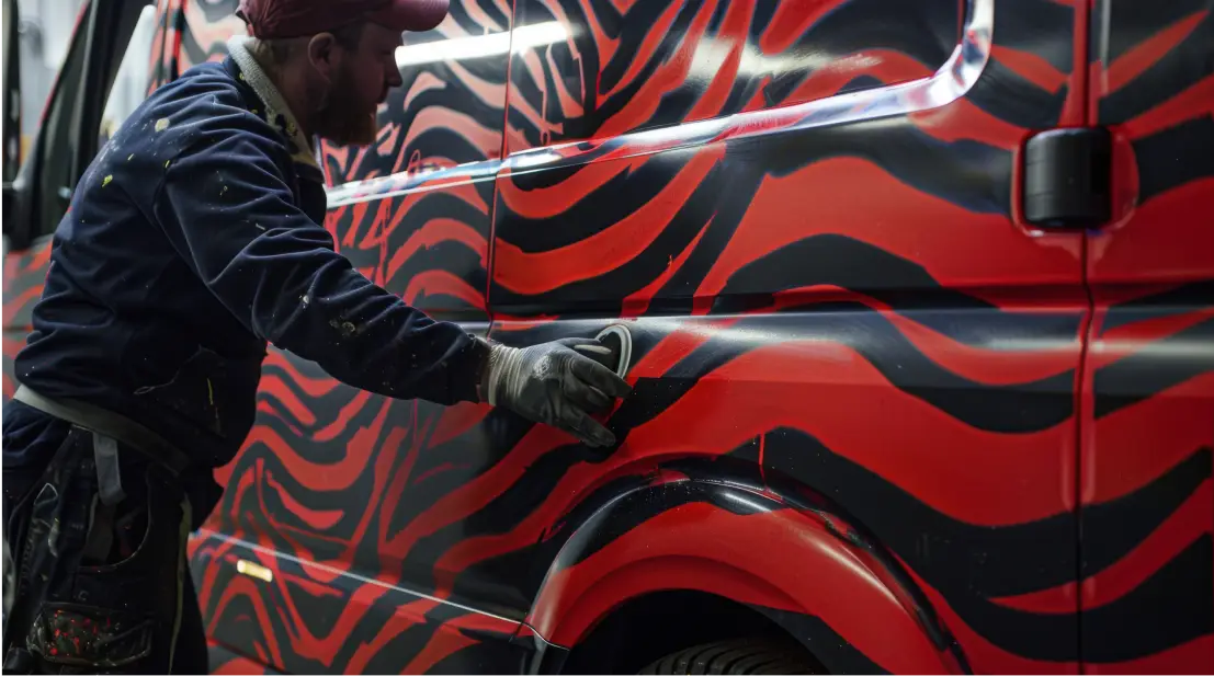 a man wrapping the vehicle
