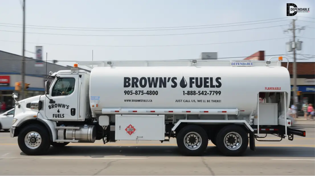 wrapped fuel delivery truck on the road